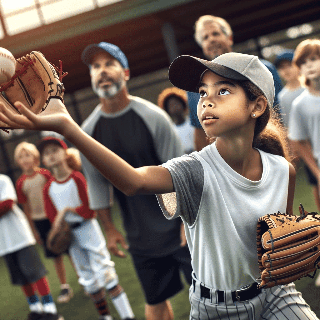 Diverse junior baseball team practicing batting, a scene depicting Spond's versatility in team management.