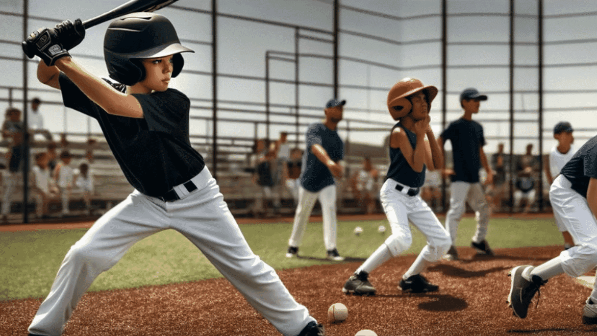 Junior baseball batter at the plate, highlighting effective team coordination with Spond vs Stack Team App.