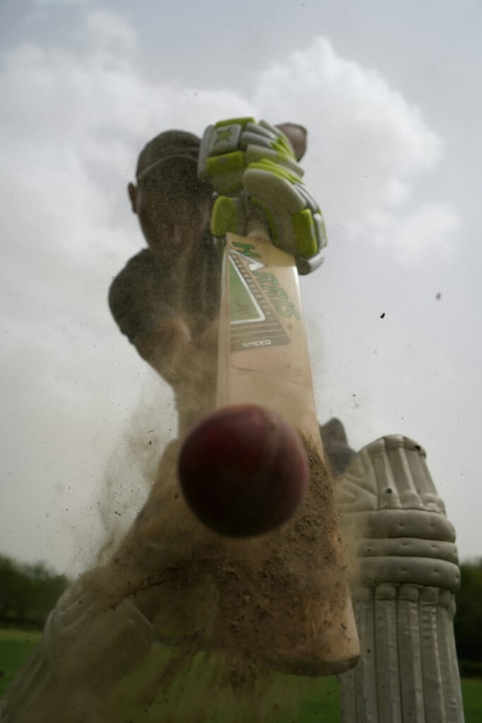 Play-Cricket app interface on tablet showing match statistics