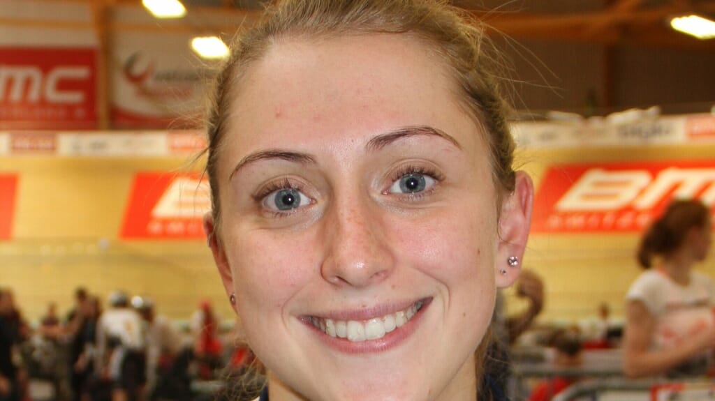 Dame Laura Kenny, one of the greatest British sportswomen, racing during an Olympic cycling event