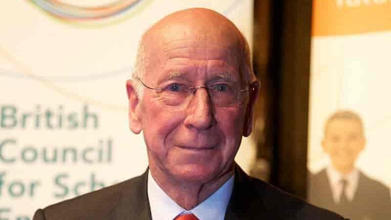 Sir Bobby Charlton, one of the greatest footballers of all time, lifting the World Cup in 1966.