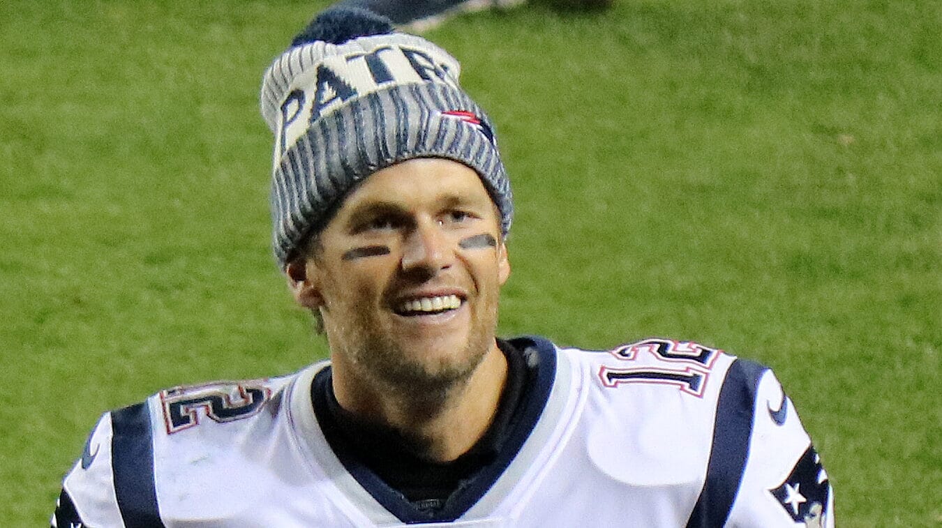 Tom Brady celebrating a Super Bowl victory, clearly one of the greatest sporting figures in US history