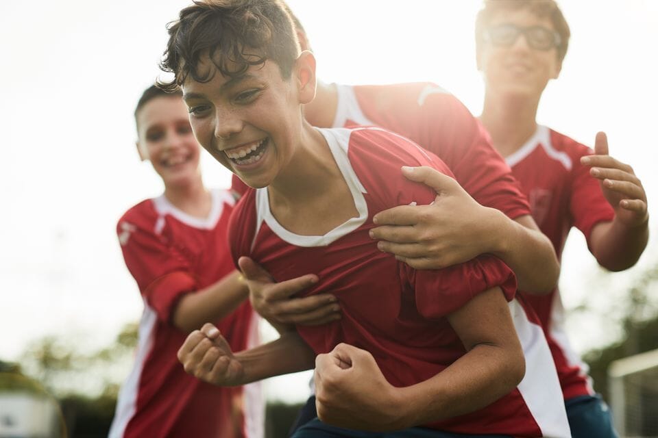 Children playing football